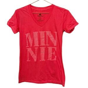 Disney Parks Pink Minnie Mouse V-Neck T-Shirt - Size Medium